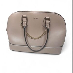 Aldo Beige Satchel with Gold Chain Accent